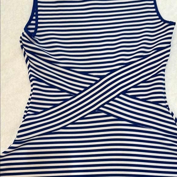 TRULLI Blue and White Sleeveless Fit and Flare Midi Dress Size M - Picture 12 of 12